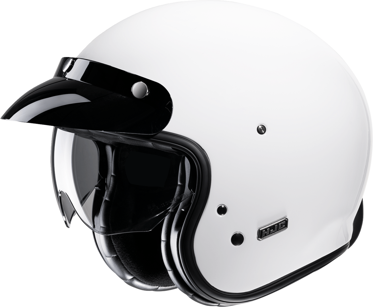 HJC V31 Open-Face Helmet - Solid White, 2XL - Retro Motorcycle Helmet with Fiberglass Shell and Adjustable Visor - Kelly Motorsports