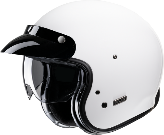 HJC V31 Open - Face Helmet - Solid White Medium with Advanced Fiberglass Shell and Integrated Visor - Kelly Motorsports