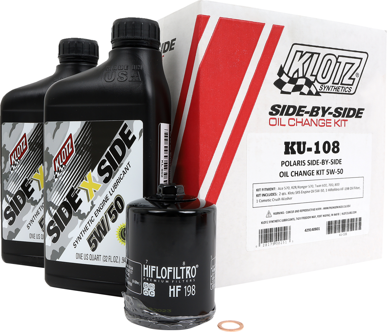 Klotz Oil KU - 108 Polaris Off - Road Engine Oil Change Kit (5W50) - Kelly Motorsports
