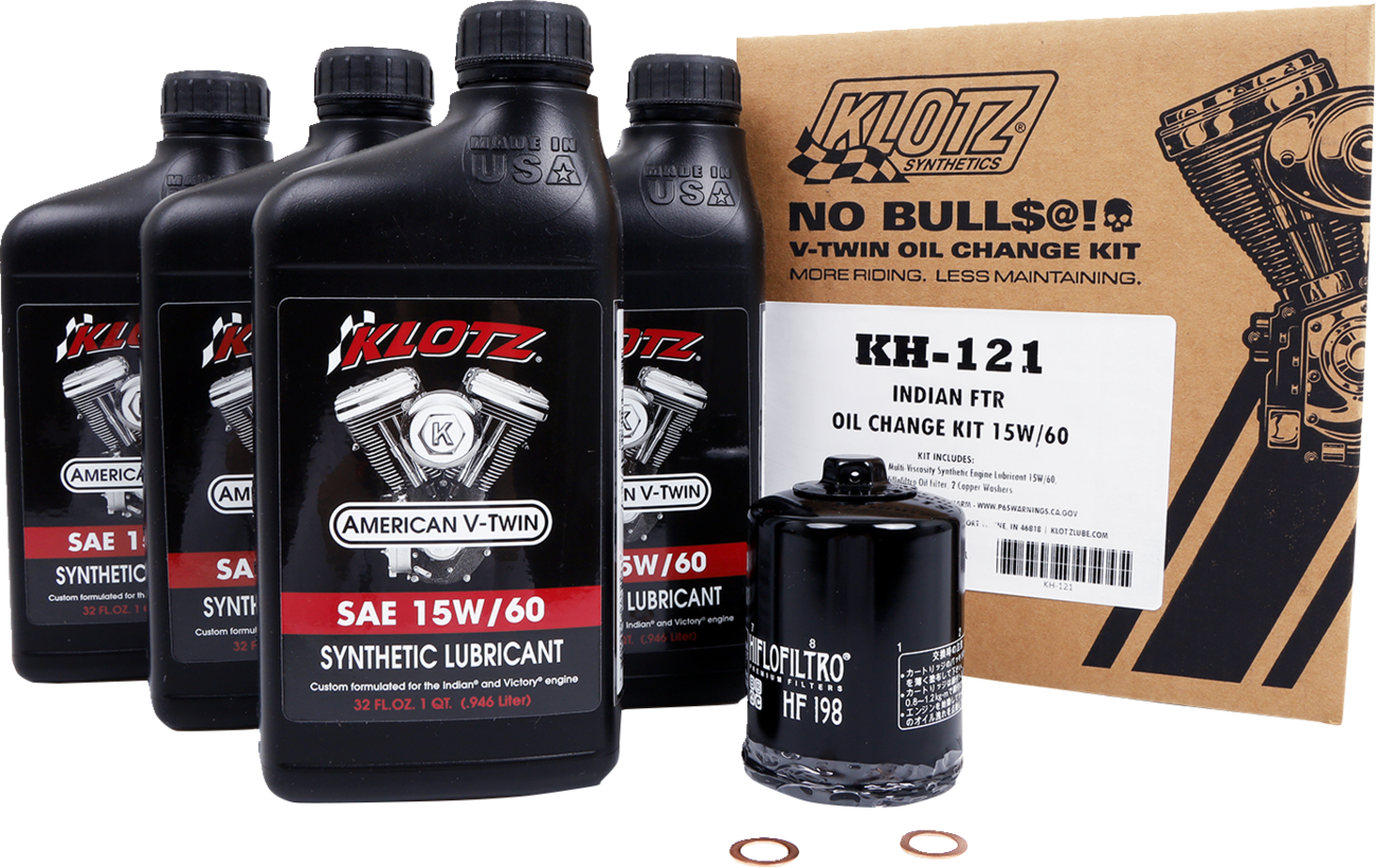 KLOTZ OIL Oil Change Kit for Indian FTR 15W - 60 (Part Number: KH - 121) - Kelly Motorsports