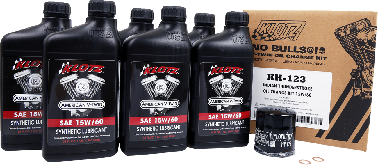 KLOTZ OIL Oil Change Kit for Indian Thunderstroke 20W - 40 (Part KH - 123) - Kelly Motorsports