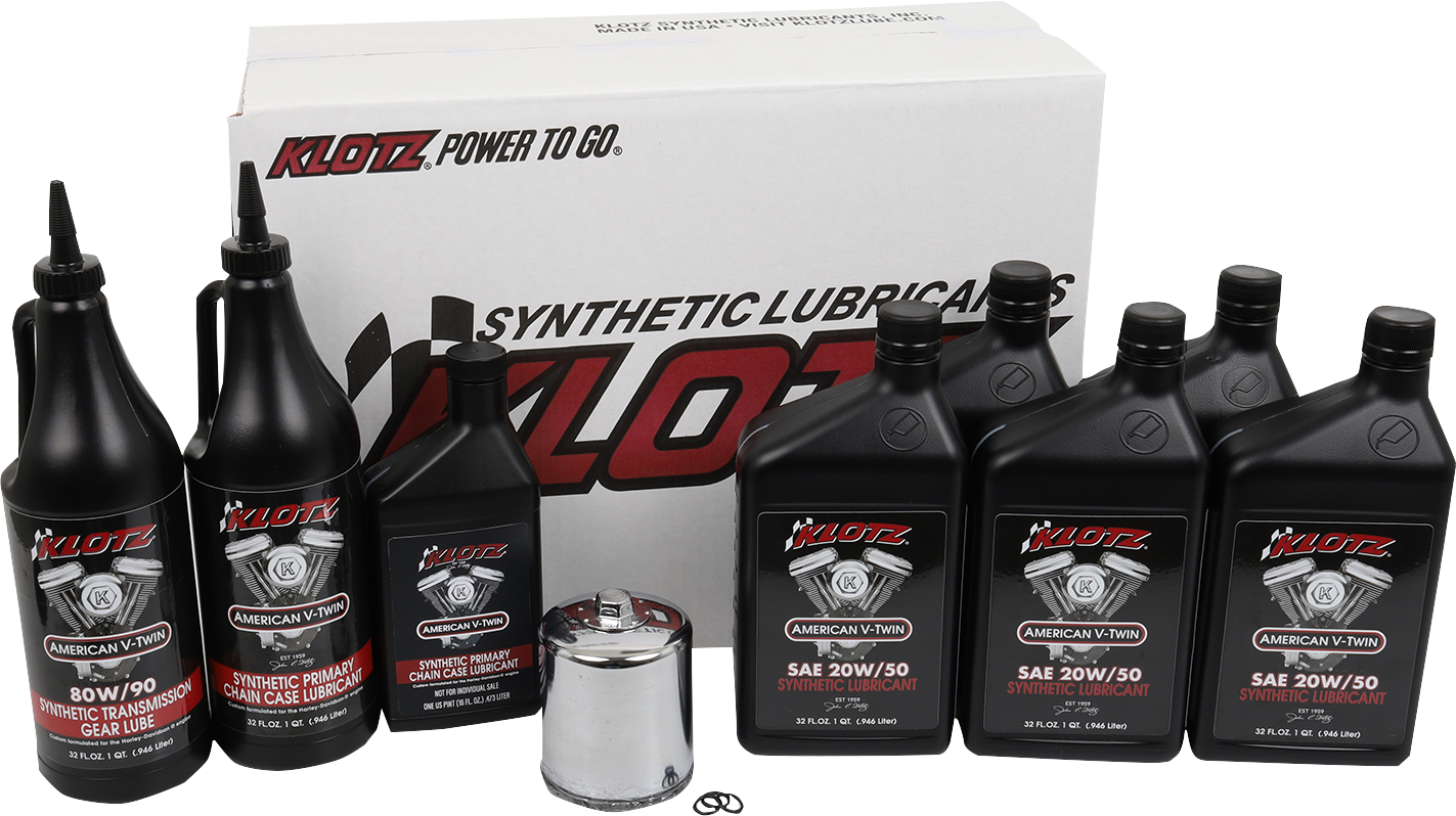 Klotz Oil Premium Oil Change Kit for Harley - Davidson Evolution Big Twin '84 - '99 – Part Number KH - 106 - Kelly Motorsports
