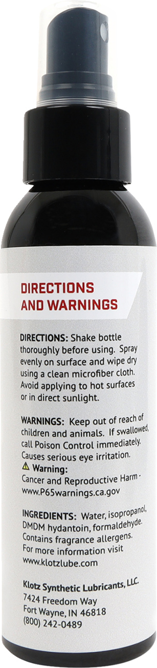 KLOTZ OIL Quick Detailer - 4 fl oz. KS - 324 for Painted Surfaces, Glass, and Metal - Kelly Motorsports