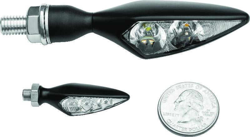 Kuryakyn Micro Rhombus Amber Turn Signal Set for Front and Rear - Satin Black, Part Number KUR2550 - Kelly Motorsports