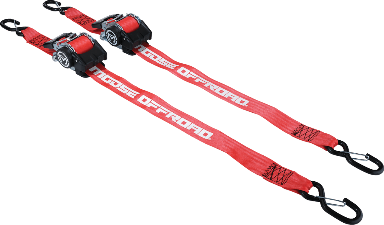 MOOSE OFFROAD 2-Inch x 10-Foot Retractable Ratcheting Strap - Red, Model 3920-0538 - Kelly Motorsports