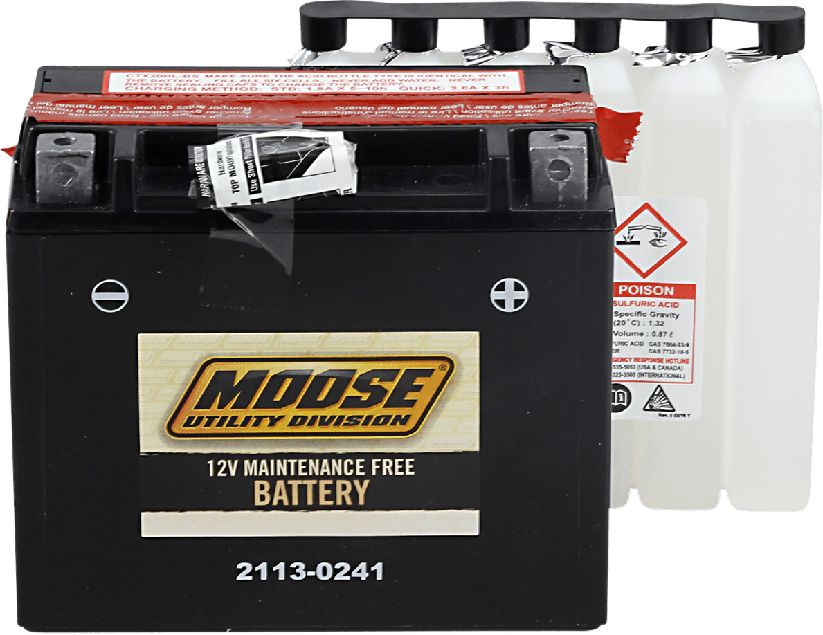 Moose Offroad AGM Battery YTX20HL-BS (Part Number: MTX20HL-BS) – Heavy-Duty Maintenance-Free 12-Volt Power Source - Kelly Motorsports