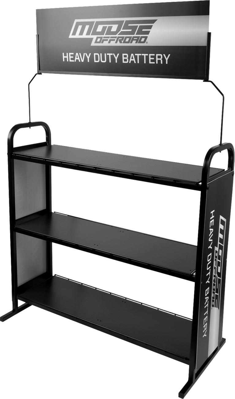 Moose Offroad Battery Display Rack MOO900RACK – Easy Assembly and Vibrant Header Card Included - Kelly Motorsports