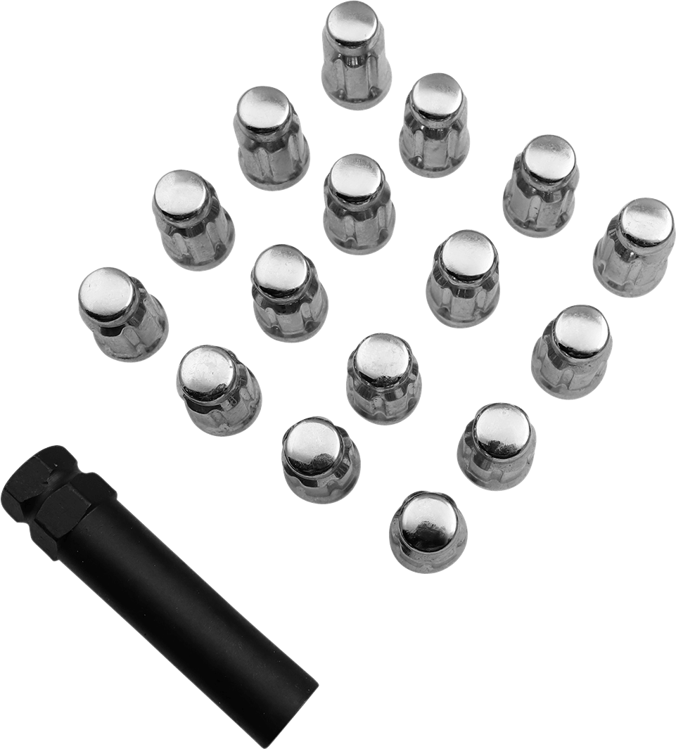 Moose Offroad Chrome Splined Lug Nuts - M12 x 1.50 Thread, Pack of 16 (Part SPMO3807L4) - Kelly Motorsports