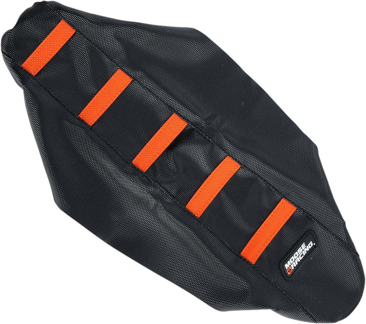 MOOSE OFFROAD KTM 650 Ribbed Seat Cover - Black with Orange Ribs, Part Number KTM6509-336RT - Kelly Motorsports