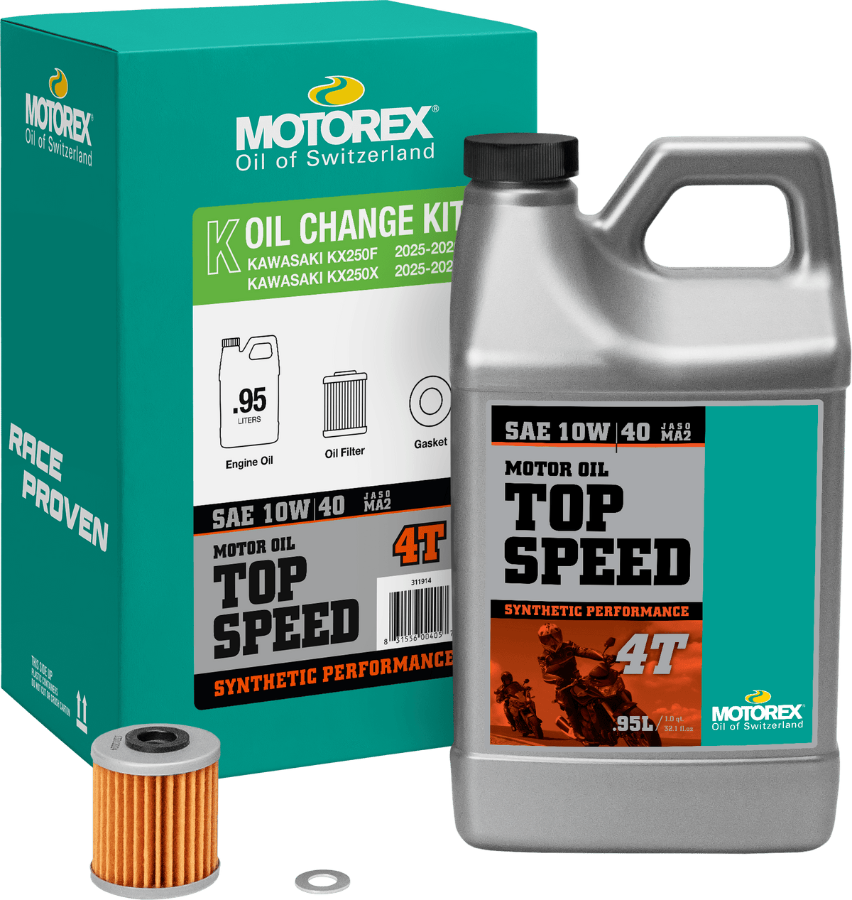 Motorex Top Speed Oil Change Kit 0.95l 10w40 2025-26 Kawasaki KX250F - Kelly Motorsports