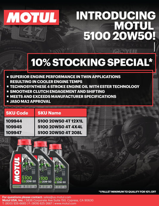 MOTUL 5100 Oil 4T 20W50 Synthetic Motorcycle Oil 4L 109944 - Kelly Motorsports