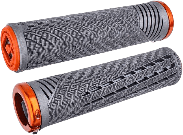 ODI CF11 V2.1 BMX Grips Lnyx Gray/Orange with Orange Lock-On System - Part F35CFGO-O - Kelly Motorsports