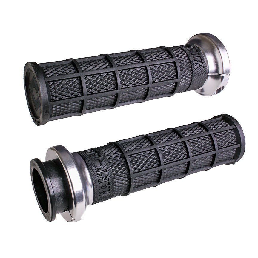 Odi Lock On Hart Luck Full Waffle Black/Silver Indian Tbw 1" - Kelly Motorsports