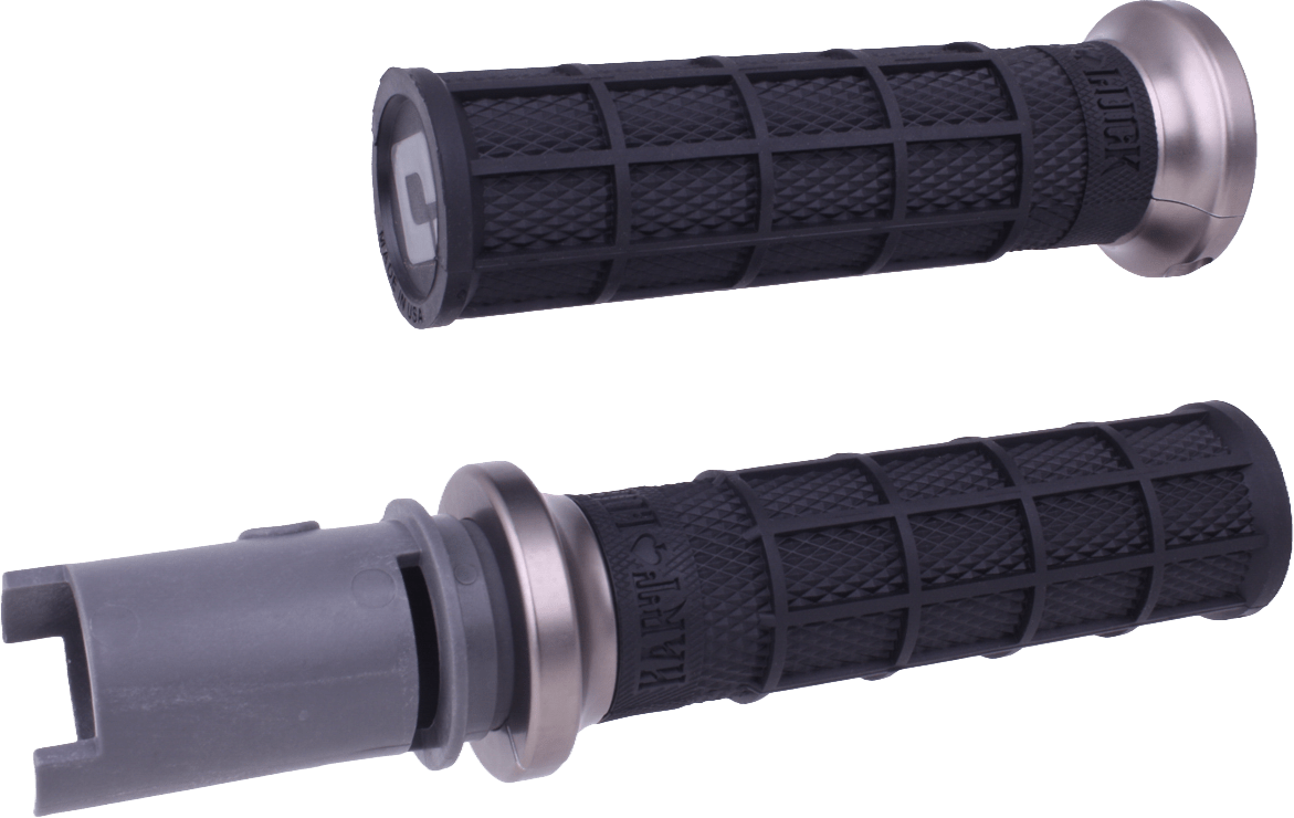 ODI Lock On Hart Luck Full Waffle Handlebar Grips for Harley Davidson CVO 2023-2024 - Black/Gun Metal - Kelly Motorsports