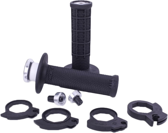 ODI Micro X Lock-On Grips Half Waffle Black/Silver (Part Number H36MXB) - Kelly Motorsports