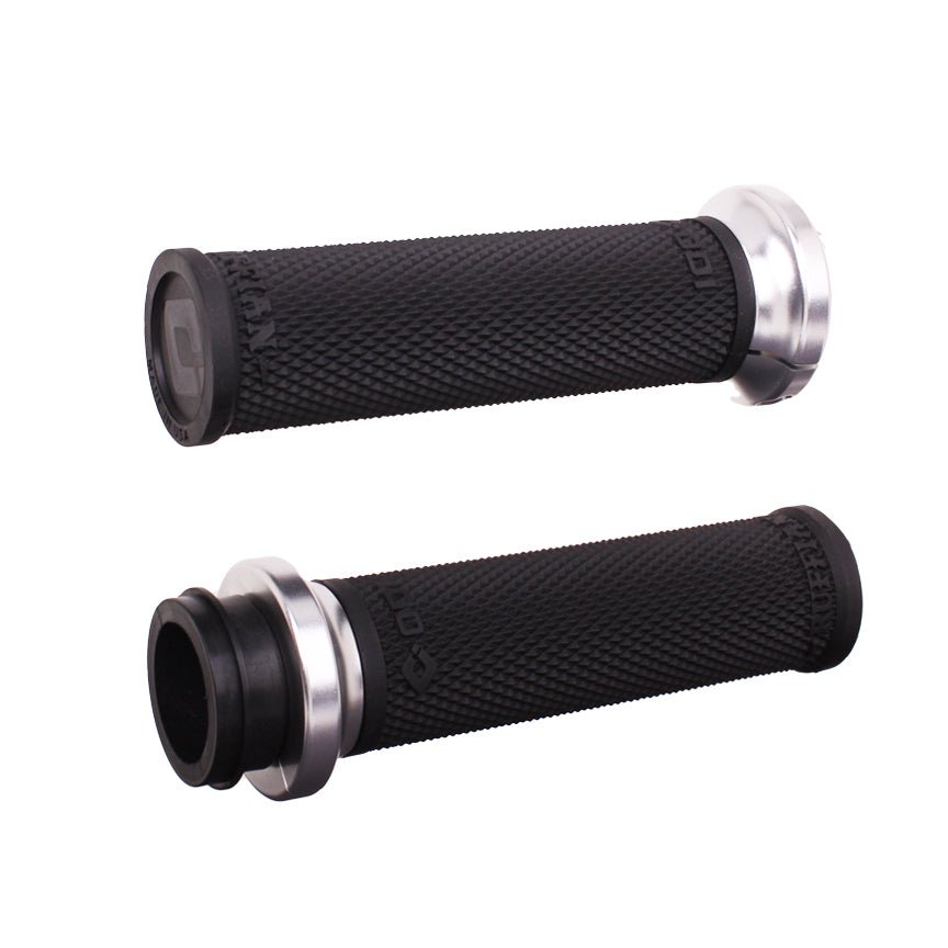 ODI Rufian Grips for Indian Tbw 1 inch Black/Silver - Performance Motorcycle Handlebar Grips - Kelly Motorsports