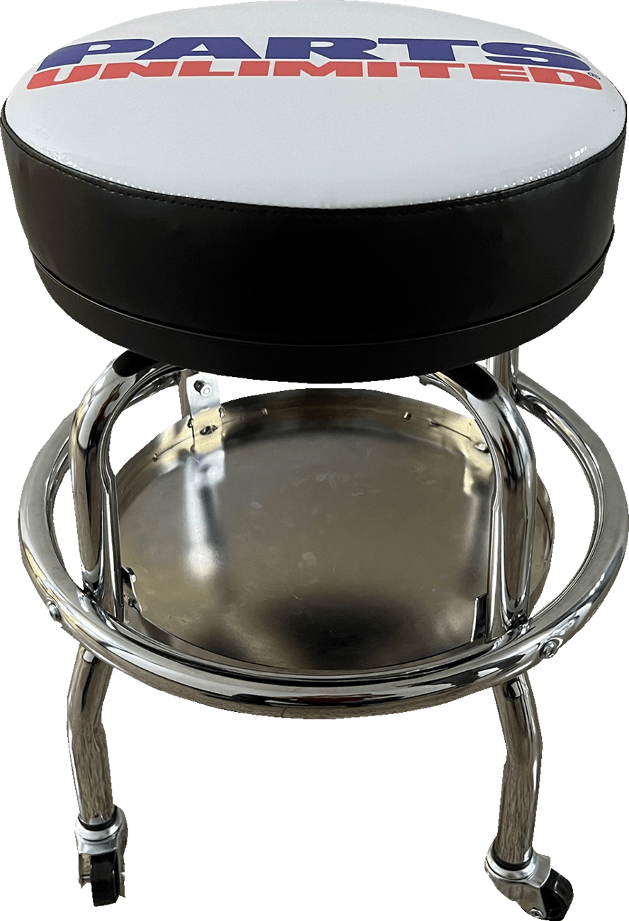 PARTS UNLIMITED Mechanic Bar Stool X80-6030P with Chrome Frame and Ball Bearing Swivel - Kelly Motorsports