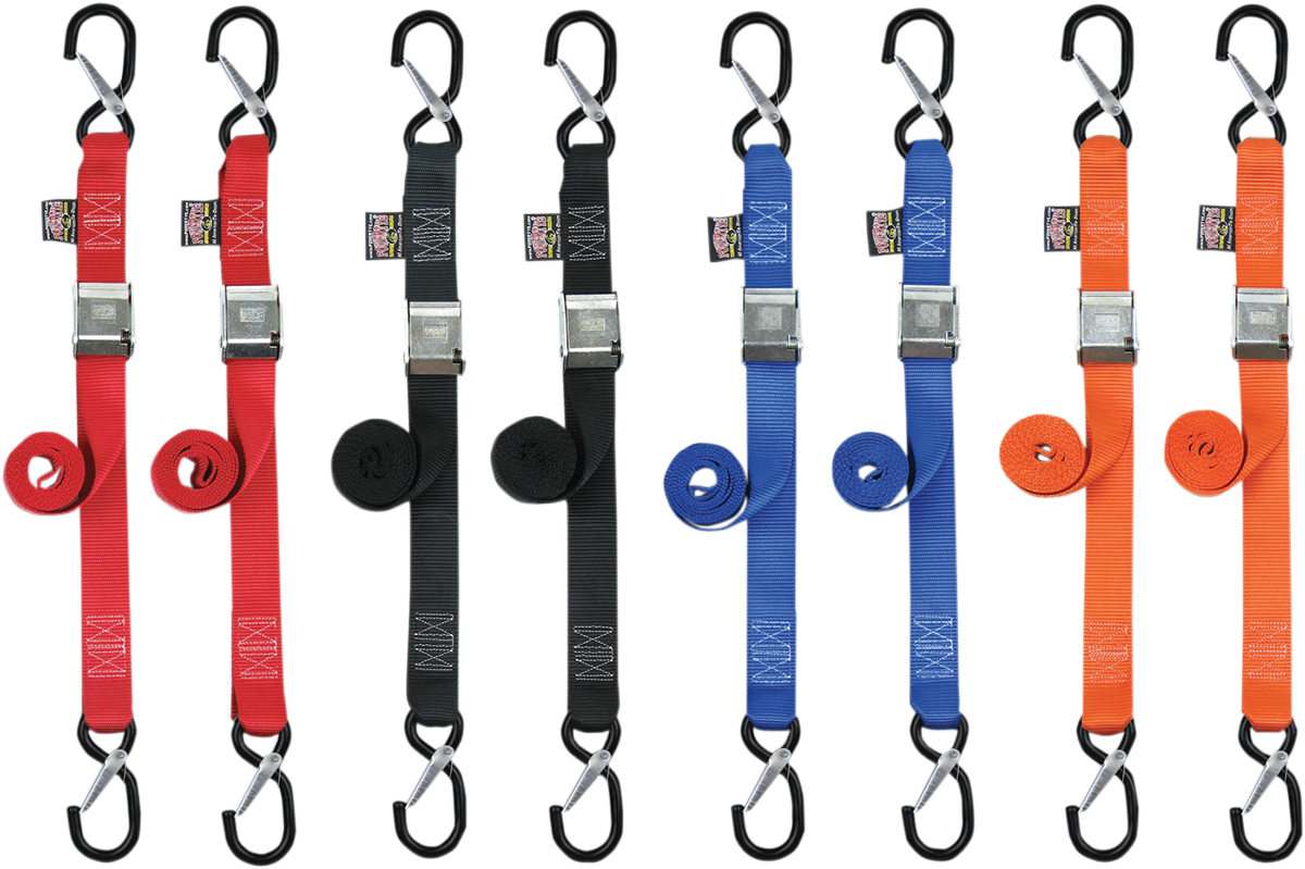 POWERTYE MFG. 1 - 1/2 inch x 5 - 1/2 foot Cam Tie - Downs with Vinyl - Coated Hooks, Model 28623 - S - Kelly Motorsports