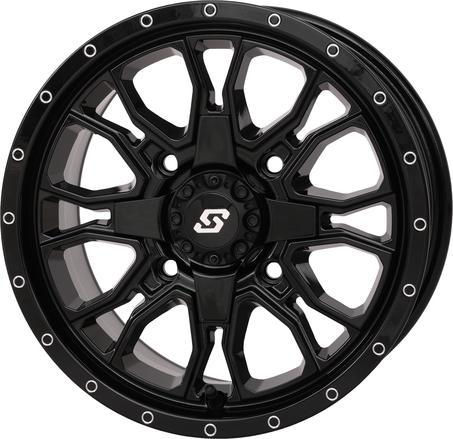 Sedona Fusion DD Wheel 14x7 Inches Gloss Black - Dual - Drilled ATV/UTV Wheel - Kelly Motorsports