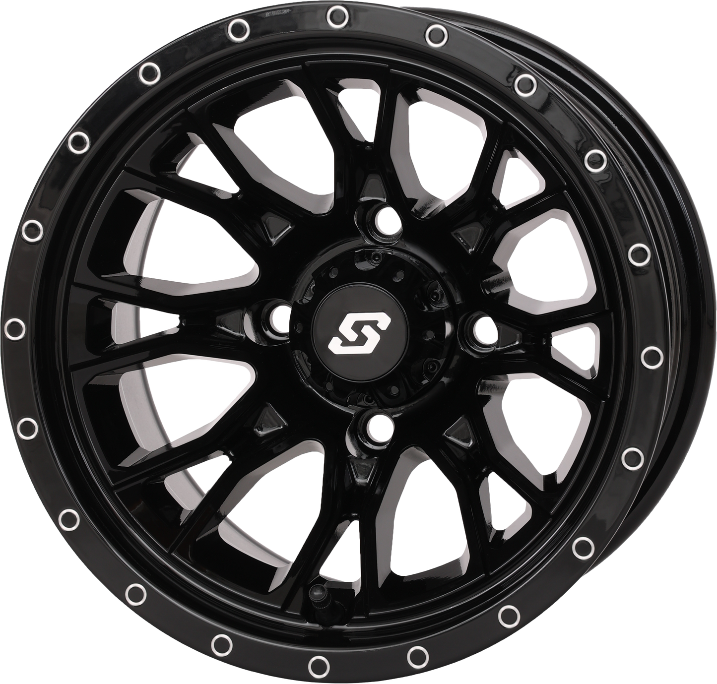 SEDONA Fusion Wheel 12x7 2+5 4/110 Gloss Black - Dual - Drilled ATV/UTV Wheel - Kelly Motorsports
