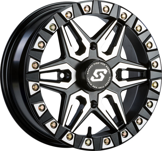 Sedona Split 6 Beadlock Wheel 15x6 inches for ATV/UTV - Black/Machined Finish, Part A72M - 56056+38S - Kelly Motorsports