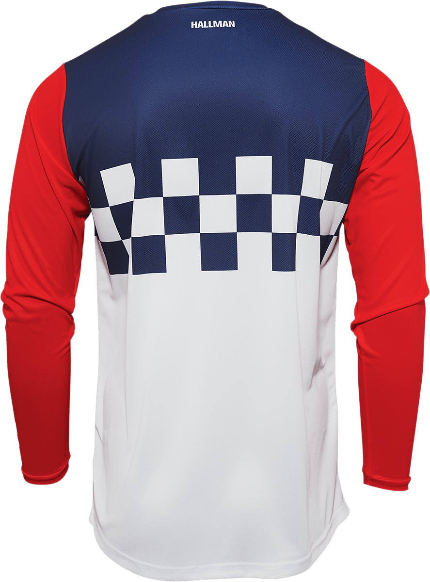 THOR Hallman Differ Cheq Jersey – White/Red/Blue, Small, Part Number 2910-6577 - Kelly Motorsports