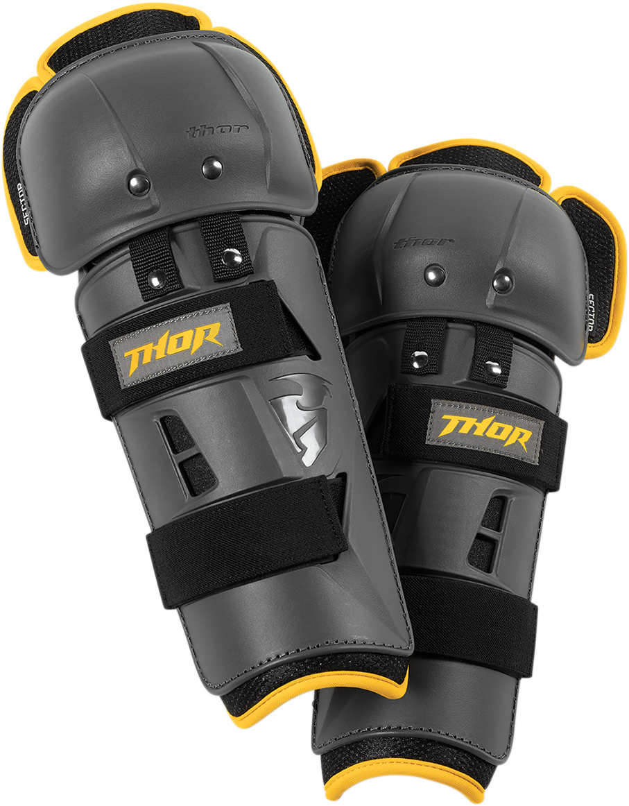 THOR Sector GP Knee Guards - Charcoal and Yellow, Part Number 2704 - 0429 - Kelly Motorsports