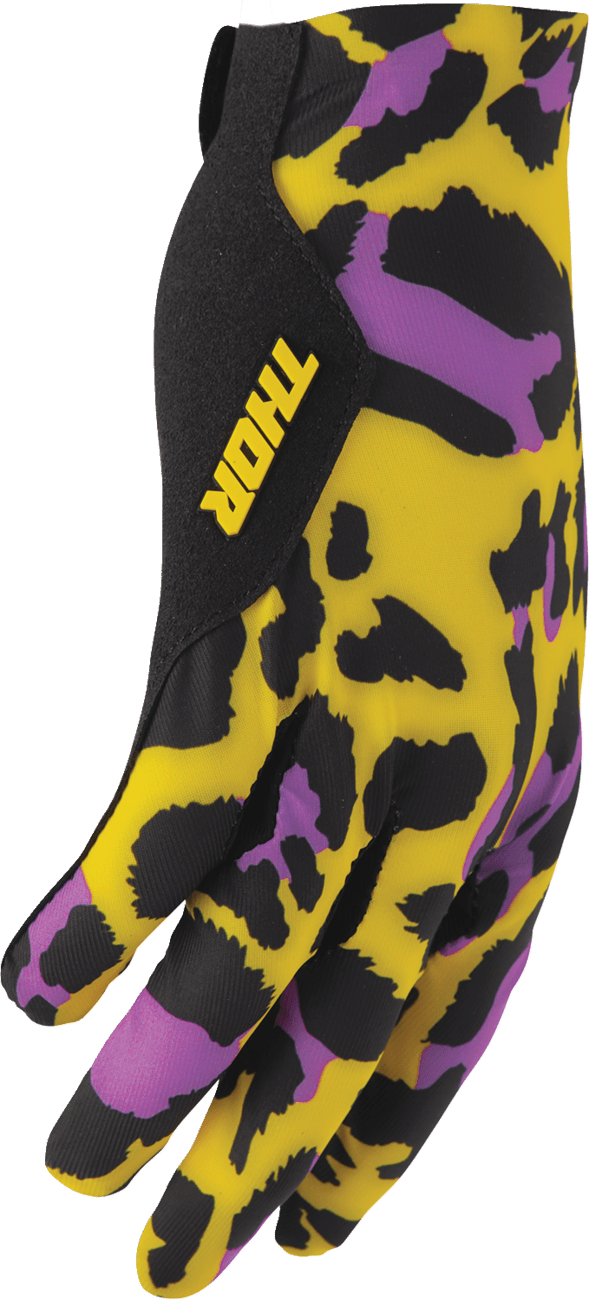 THOR Sportmode Cheetah Gloves - Small, Yellow/Purple, Part Number 3330-8574 - Kelly Motorsports