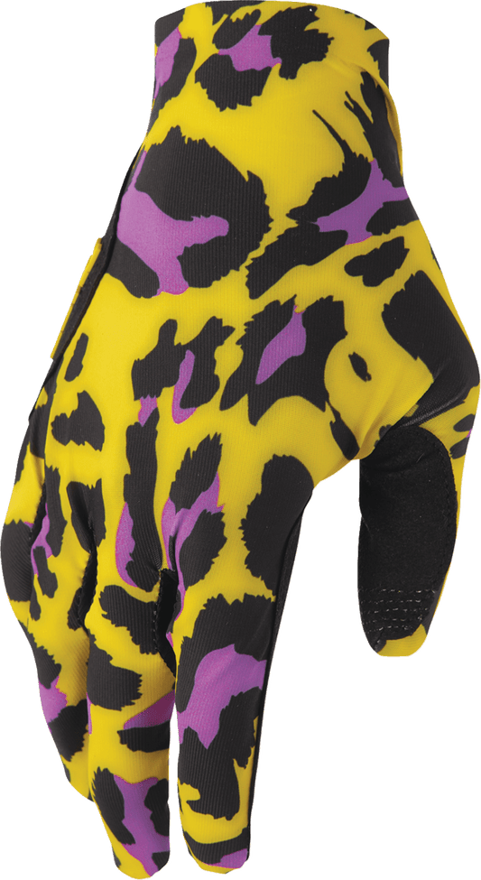 THOR Sportmode Cheetah Gloves - Yellow/Purple, Size XS – Part 3330-8573 - Kelly Motorsports