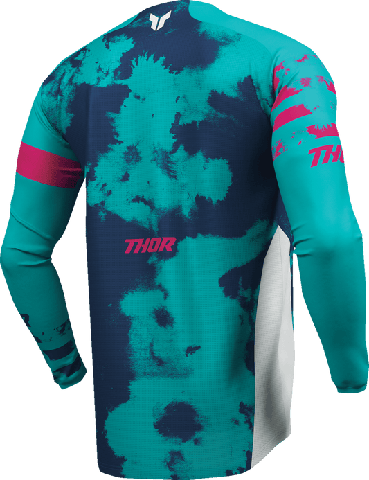 THOR Youth Launchmode Bleach Jersey - White/Aqua, Part Number 2912-2587 - Kelly Motorsports