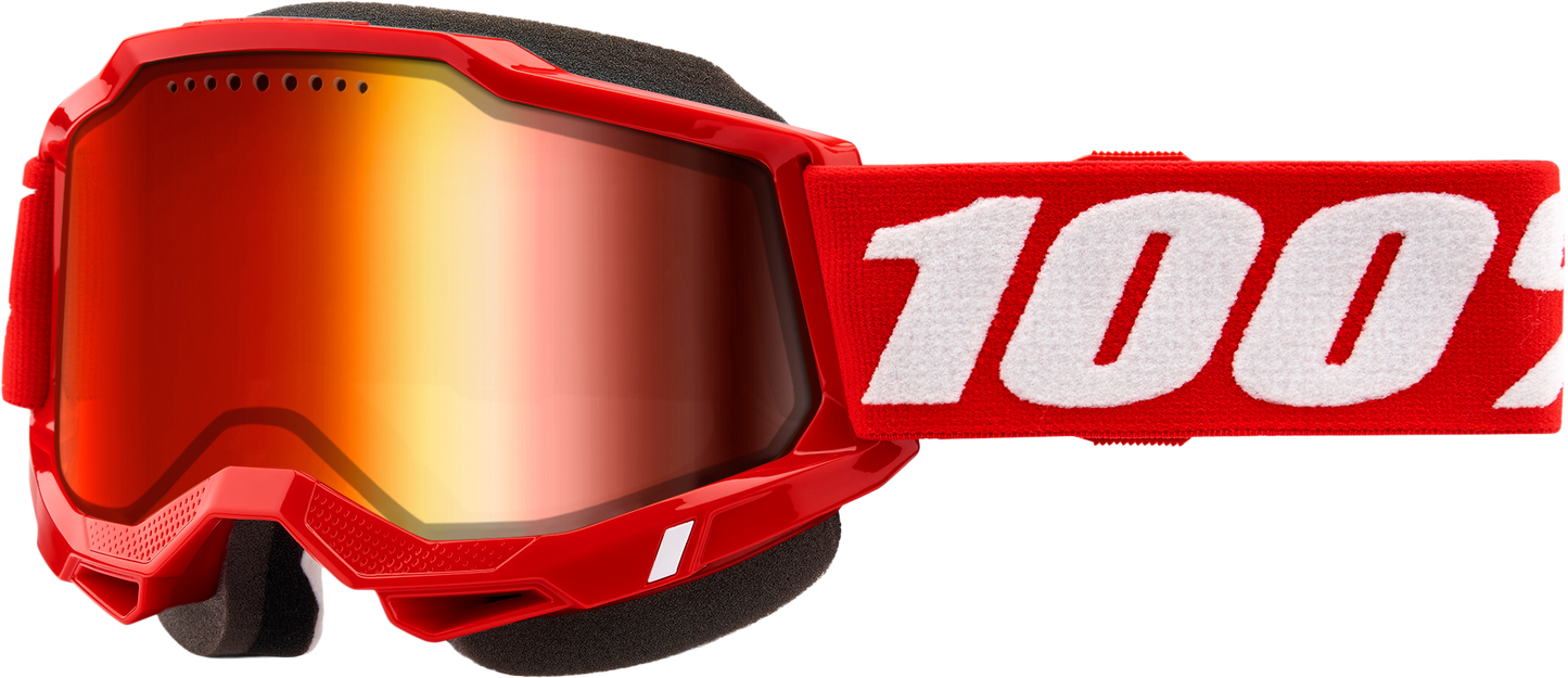 100 Percent Accuri 2 Snowmobile Goggle with Red Mirror Lens - Red Frame