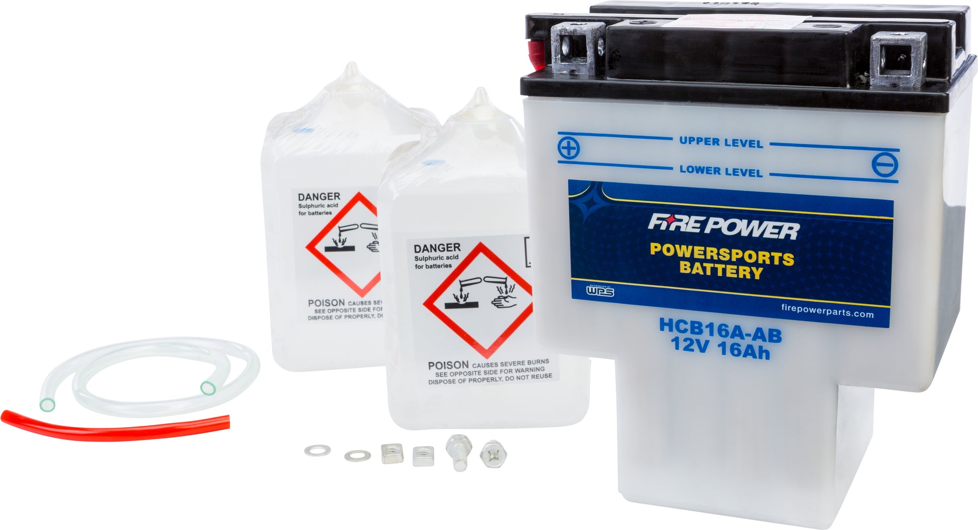 FIRE POWER HCB16A-AB Heavy Duty 12V Motorcycle Battery with Acid Pack for Honda VT1100C, VT1100C3, and VT1100T Models
