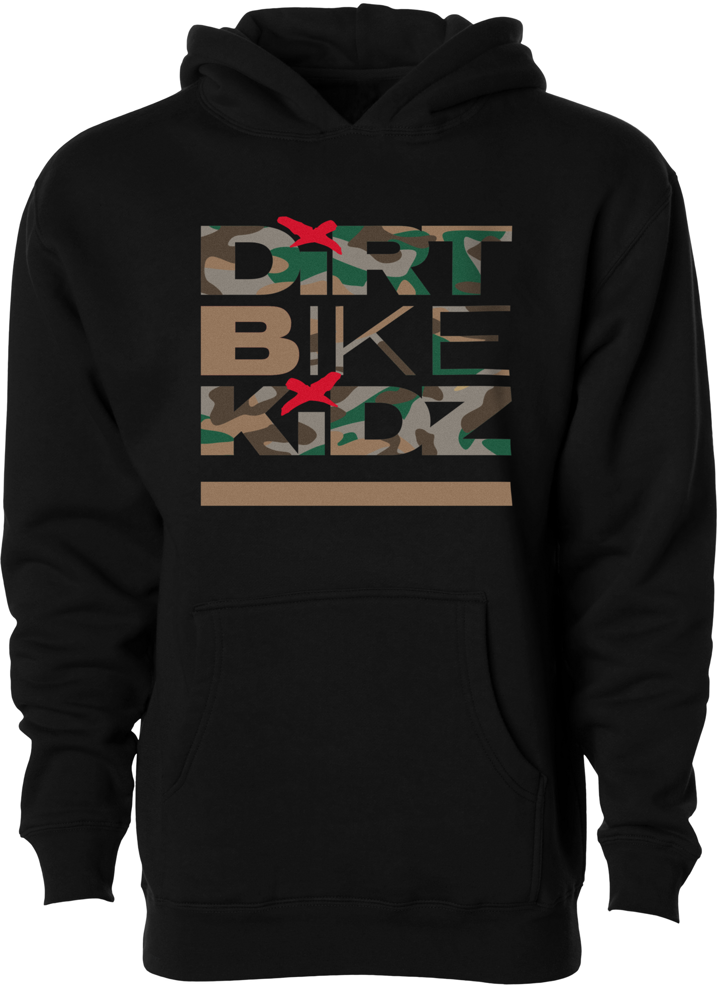 DBK Classic Camo Youth Hoodie Black YL – Comfortable 8.5oz Cotton-Poly Blend