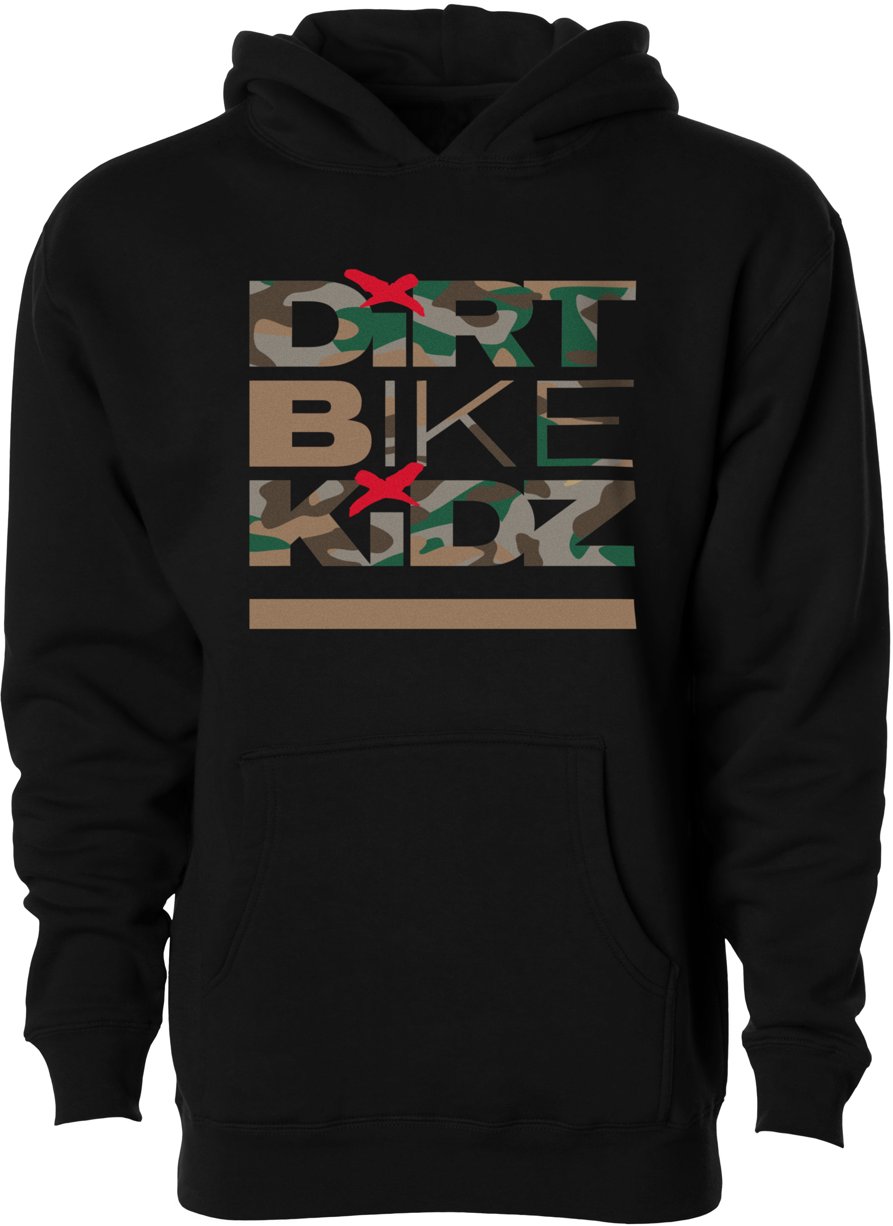 DBK Classic Camo Youth Hoodie Black YL – Comfortable 8.5oz Cotton-Poly Blend