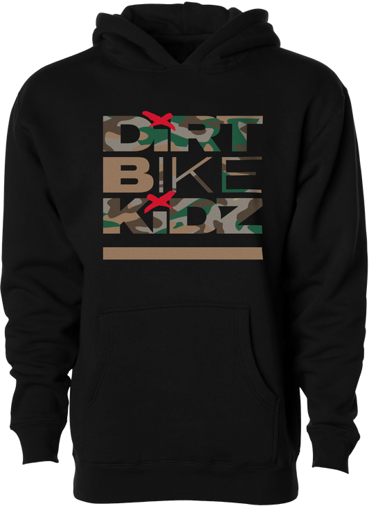 DBK Classic Camo Youth Hoodie Black YL – Comfortable 8.5oz Cotton-Poly Blend