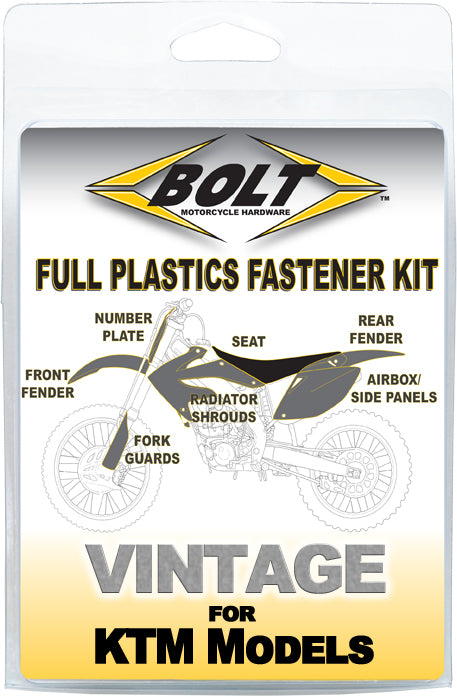 BOLT Full Plastic Fastener Kit for KTM 125 and 250 SX Models - OEM Quality Hardware with Color-Coded Packaging