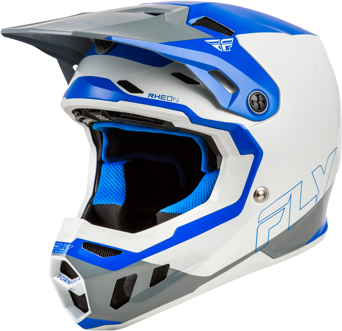FLY RACING YOUTH FORMULA CC GLIDE HELMET BLUE/LIGHT GREY/GREY YL'YL