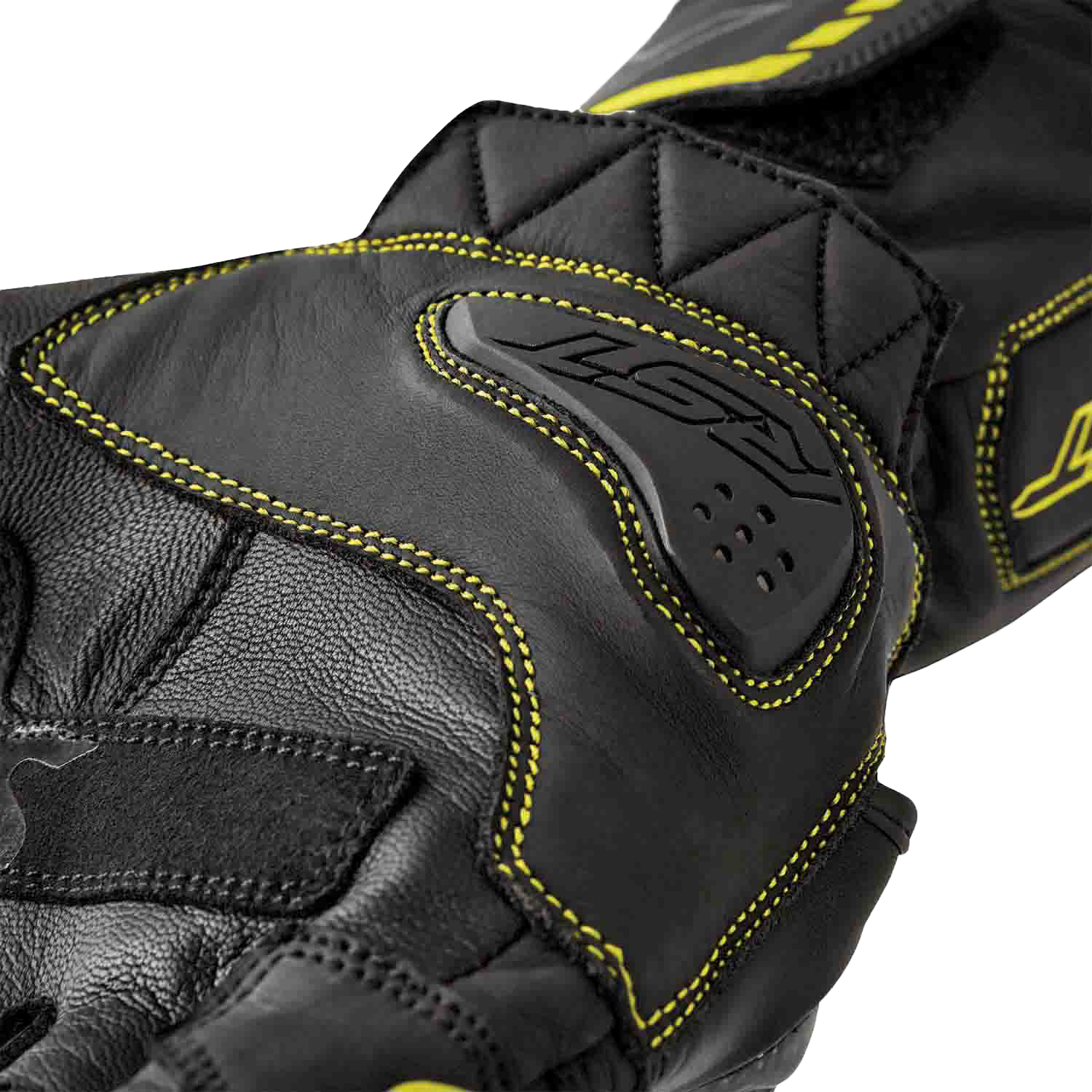 RST S1 Leather Gloves for Men and Women - Black and Yellow, Size 2XL