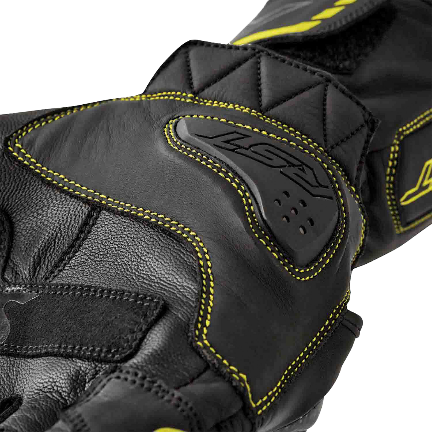 RST S1 Leather Gloves Black and Fluorescent Yellow - Small
