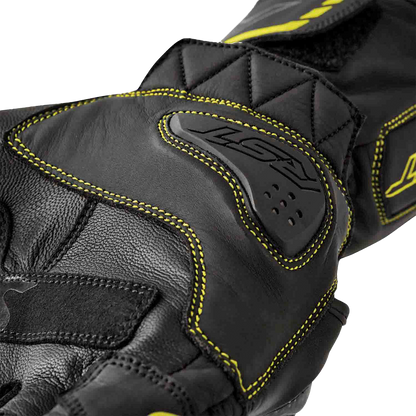 RST S1 Leather Gloves Black and Fluorescent Yellow - Small