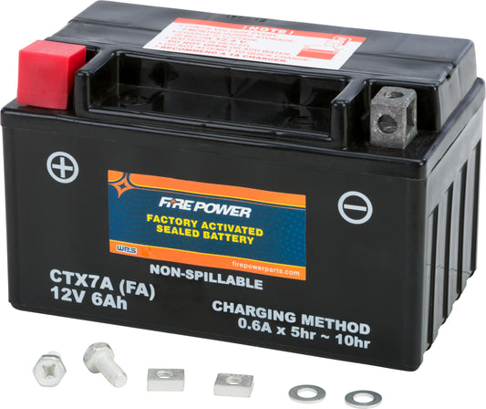 FIRE POWER Ctx7A-BS(FA) Sealed Factory Activated Motorcycle Battery for Aprilia SXV and Honda TR200 Fatcat