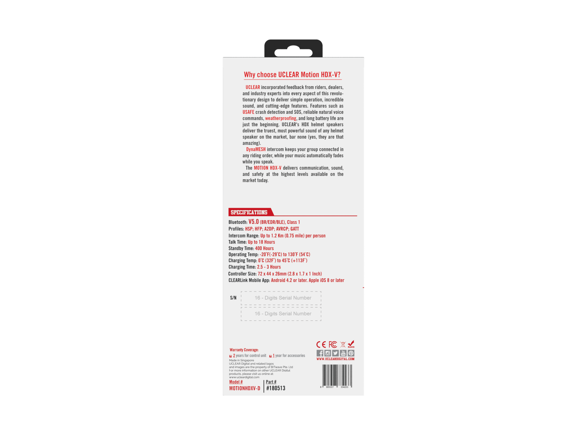 UCLEAR Motion HDX-V Dual Kit Helmet Audio System with Crash Detection and Long Battery Life