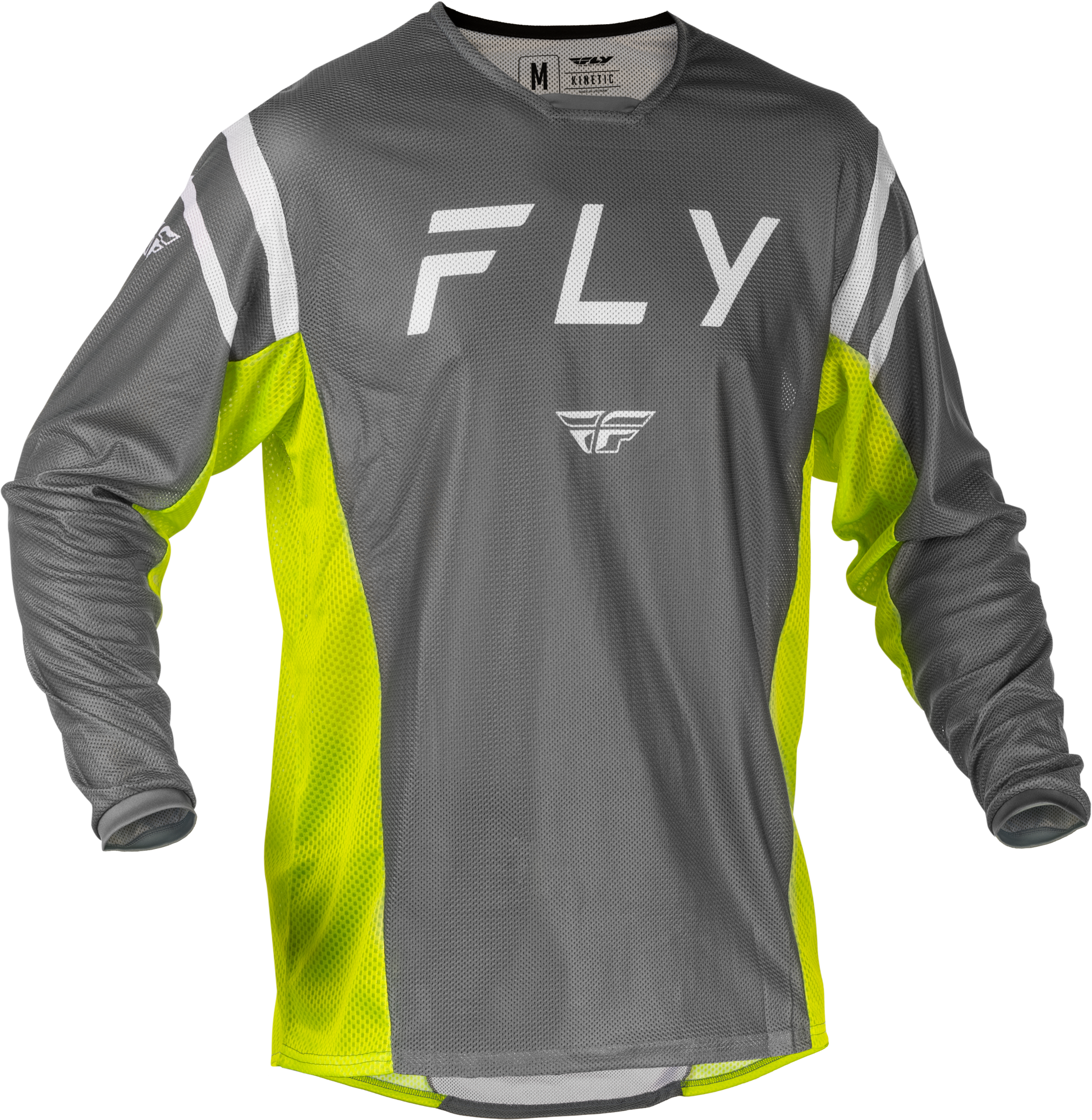 Fly Racing Kinetic Mesh Center Jersey Grey/White/Hi Vis Medium
