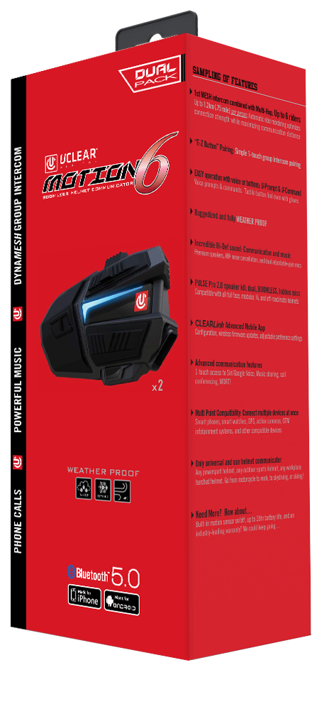 Uclear Motion 6 Dual Motorcycle Bluetooth Communication System by UCLEAR Part 180509