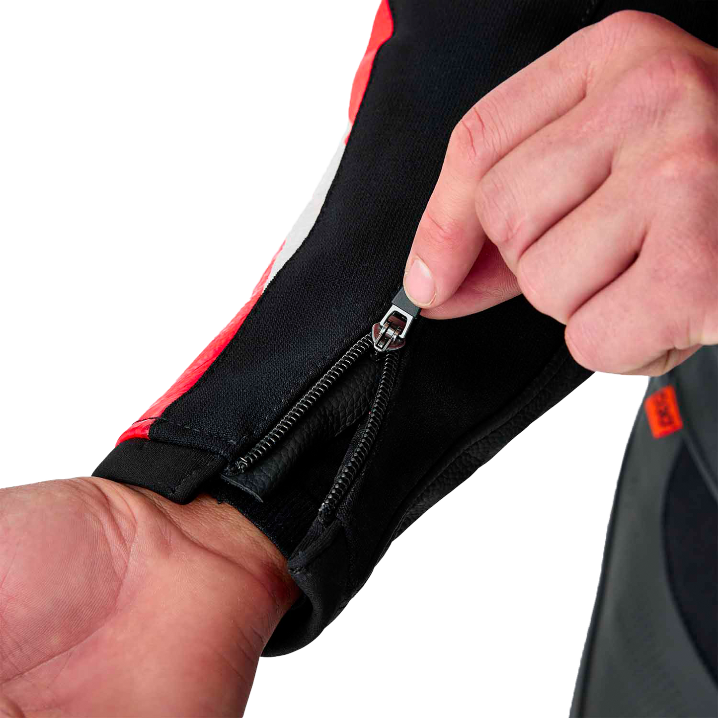 RST Tractech Evo D3O Leather Motorcycle Jacket with CE AAA Certification and Level 2 Armor – Black and Fluorescent Red, Size Small