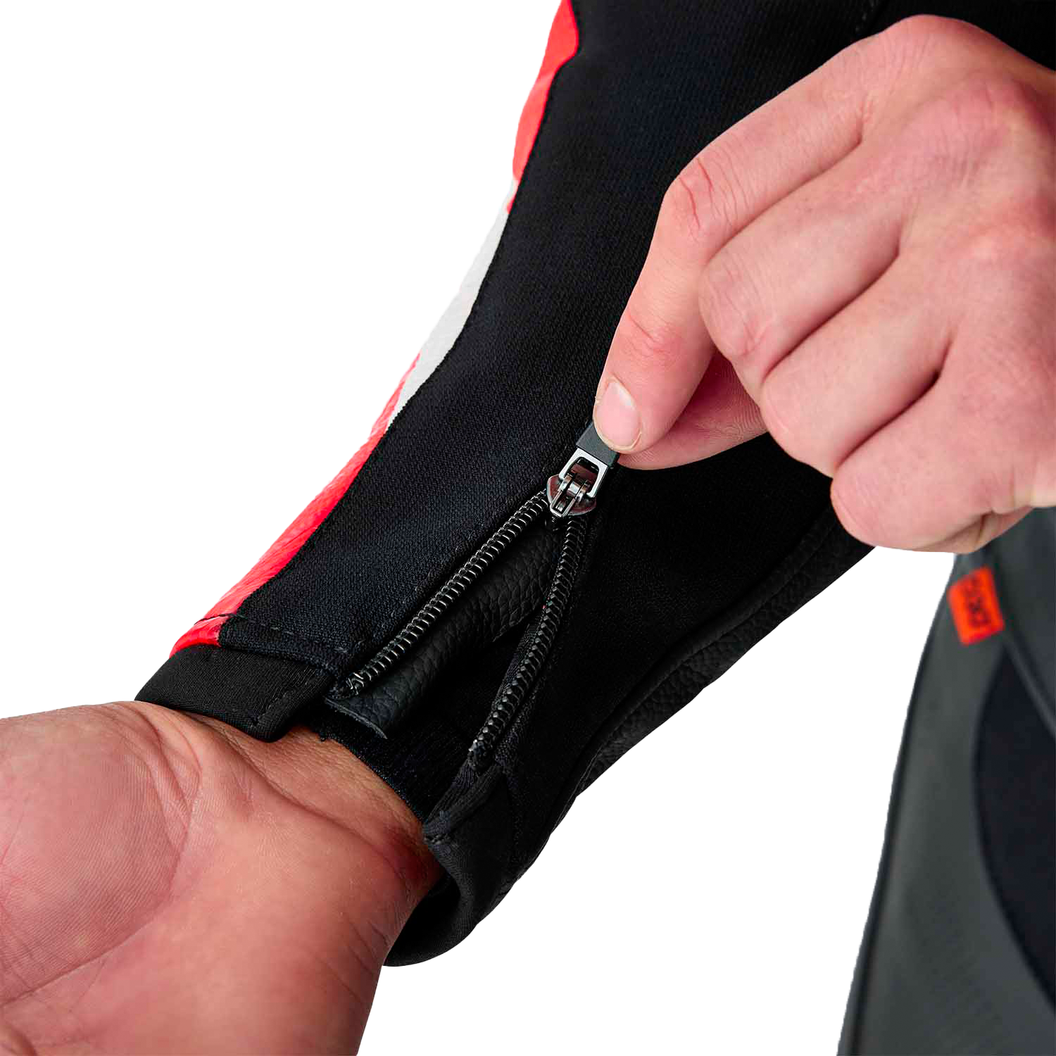 RST Tractech Evo D3O Leather Motorcycle Jacket with CE AAA Certification and Level 2 Armor – Black and Fluorescent Red, Size Small