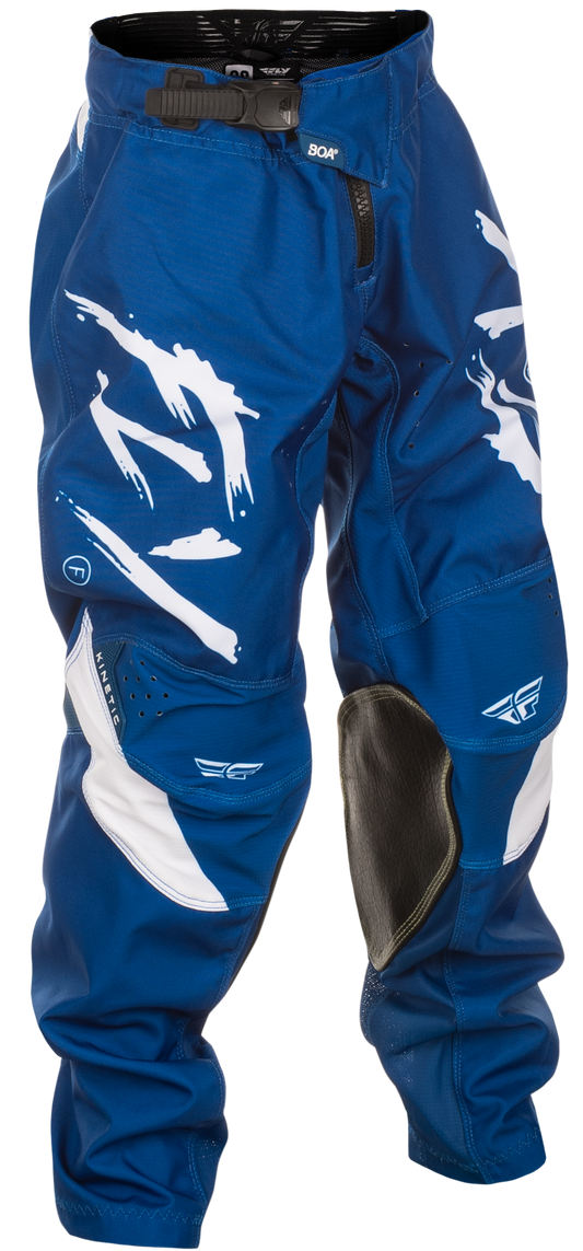 Fly Racing Youth Kinetic Stoke Pants Navy/White Size 22 - Durable and Comfortable Riding Gear