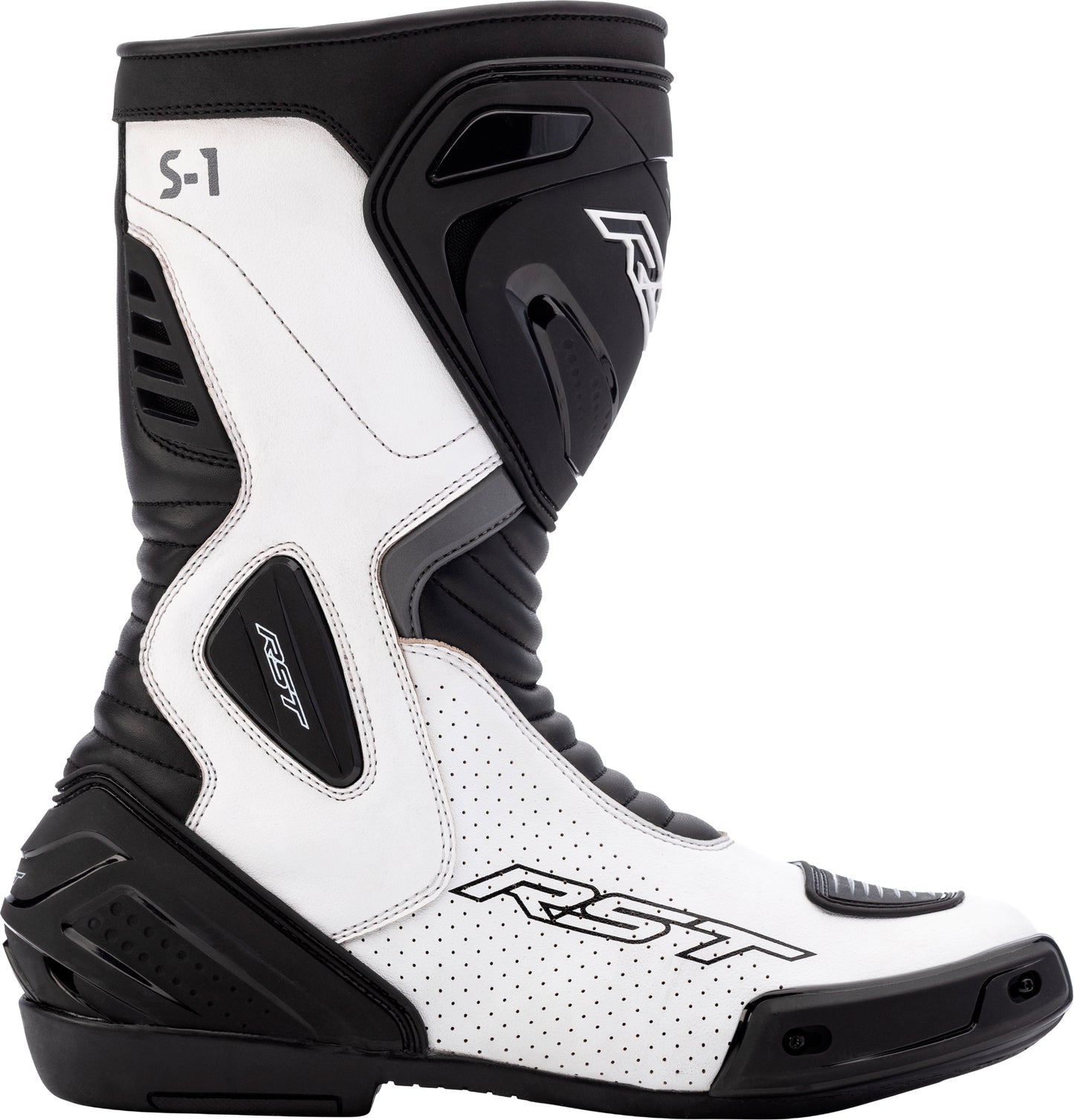 RST S1 CE Motorcycle Boots Black/White Size 11.5 – High-Performance Entry-Level Riding Gear