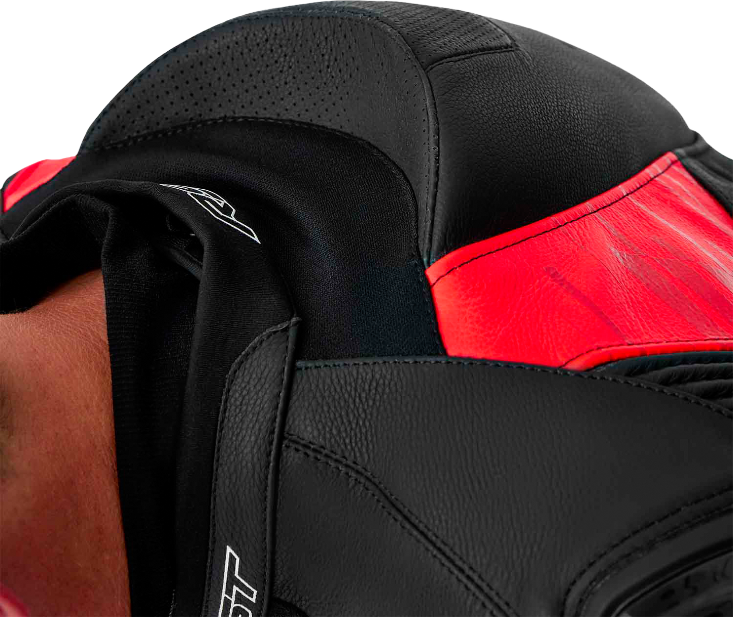 RST Tractech Evo D3O Leather Motorcycle Jacket with CE AAA Certification and Level 2 Armor – Black and Fluorescent Red, Size Small