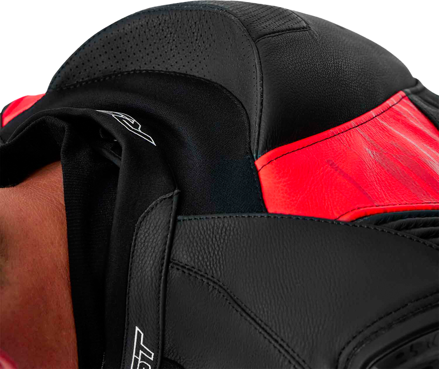 RST Tractech Evo D3O Leather Motorcycle Jacket with CE AAA Certification and Level 2 Armor – Black and Fluorescent Red, Size Small